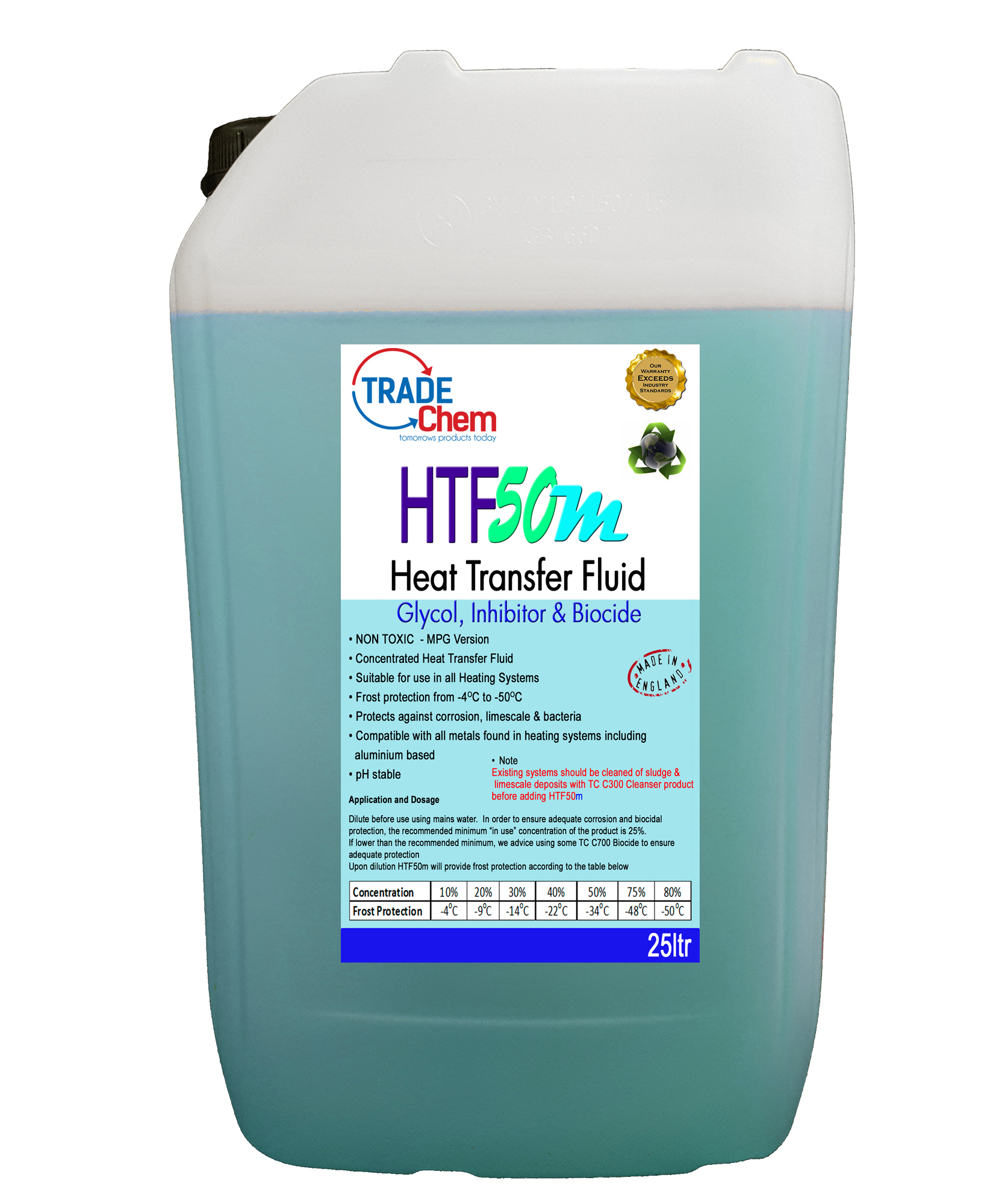 HTF50M Heat Transfer Fluid 25L Non Toxic Trade Chemicals