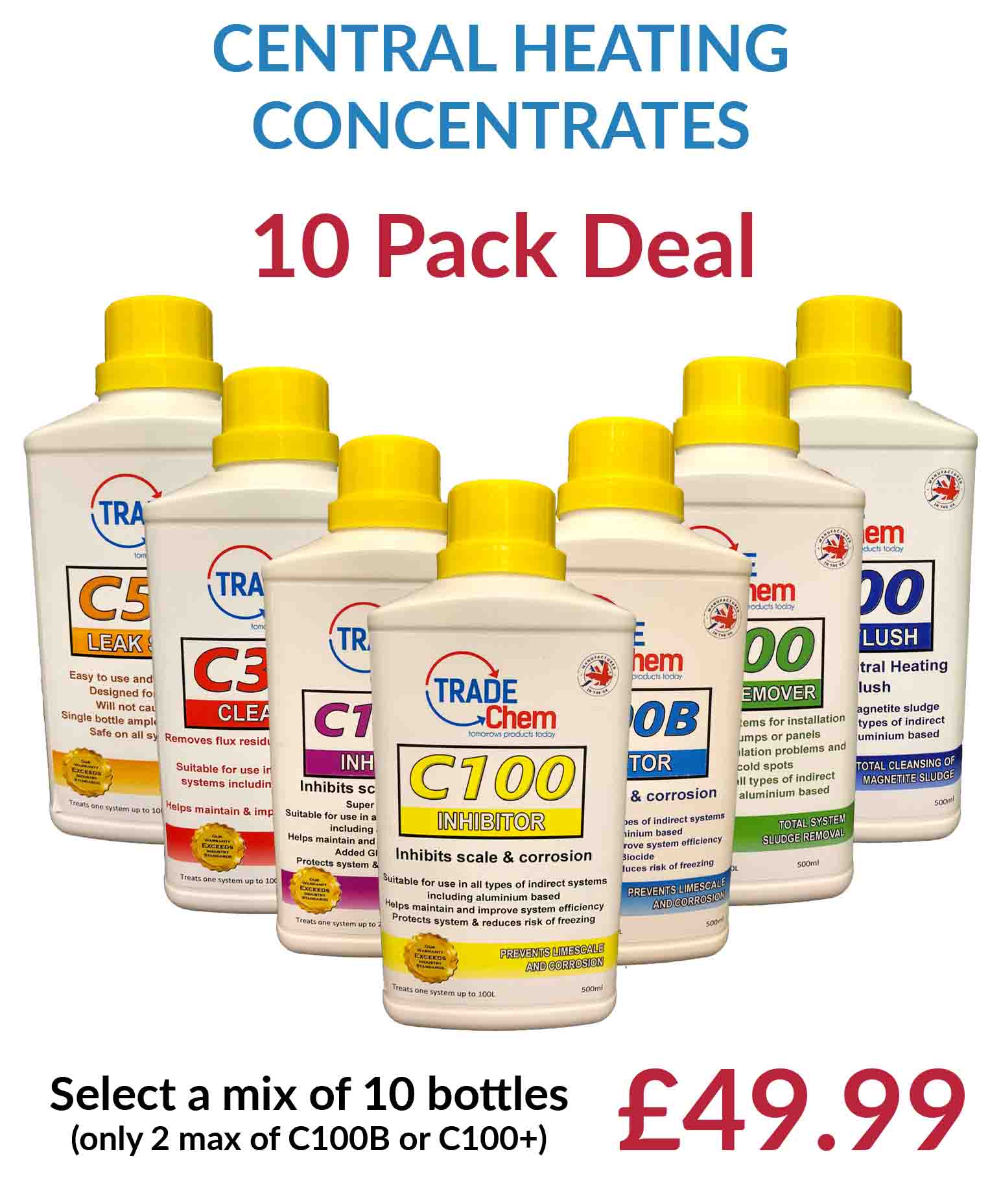 Central Heating Chemicals 10 x Mix and Match Trade Chemicals