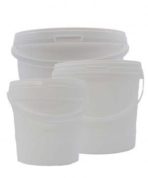 Round White Plastic Buckets Group